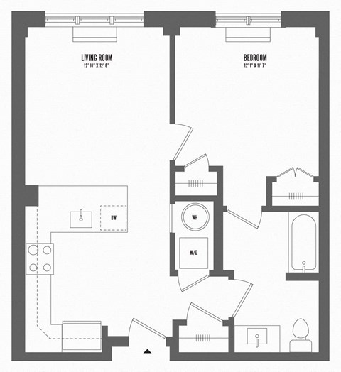 1 bedroom 1 bathroom Floor plan A at The Enclave, Jersey City, NJ, 07310